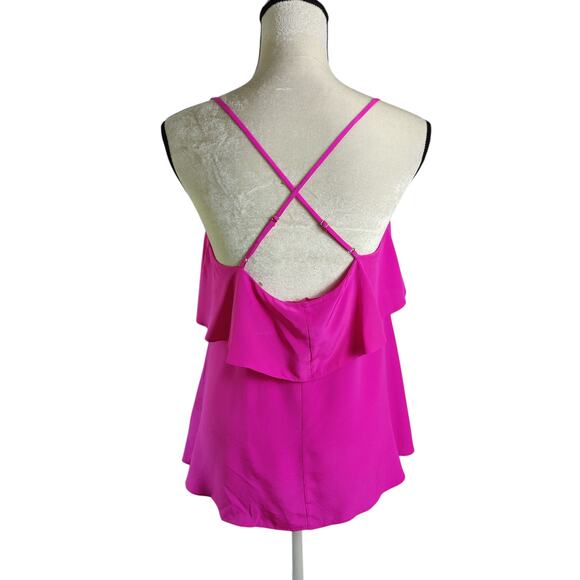 Lilly Pulitzer Women's Sz M Tiered Sunset Top 100% Silk Mambo Pink Flowy Tank - Picture 4 of 6